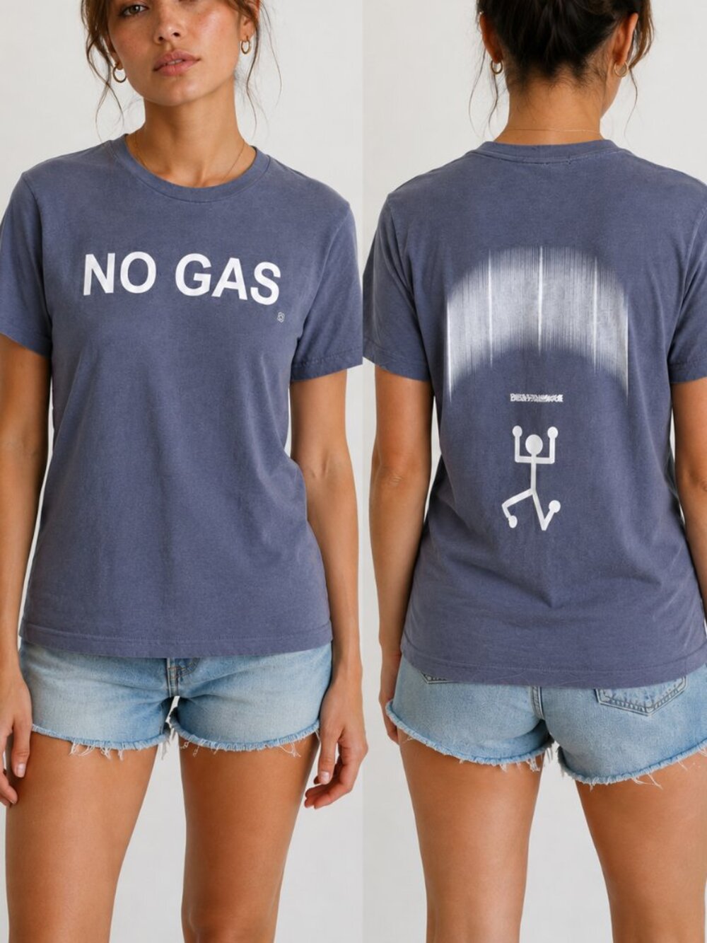 Alternative‎ No Gas Cotton Crewneck T-Shirt Blue Grey Medium